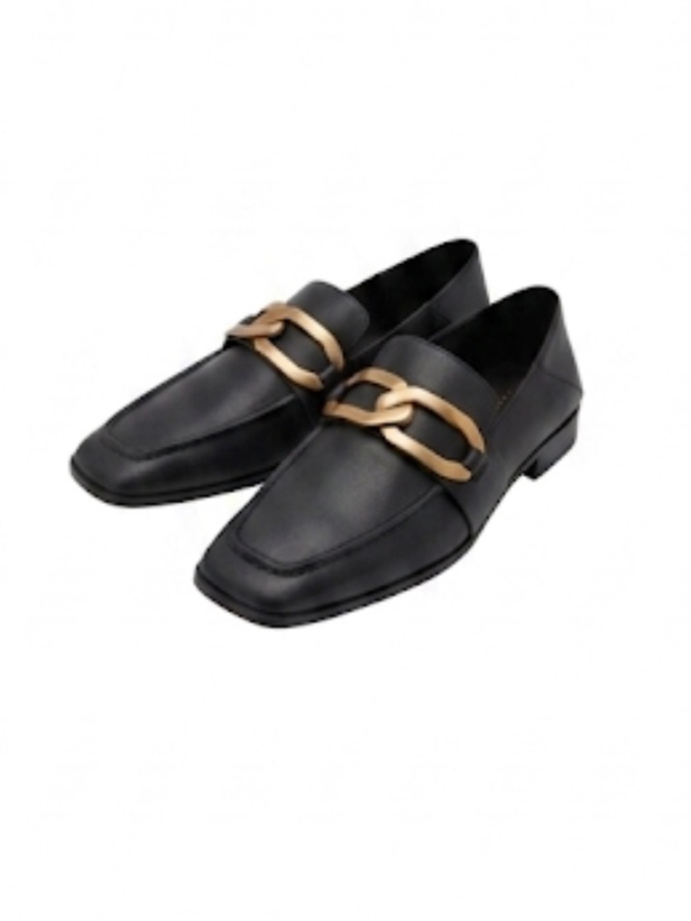 Frame Le Miramar Black Leather Chain Embellished Collapsible Heel Loafer Size 40